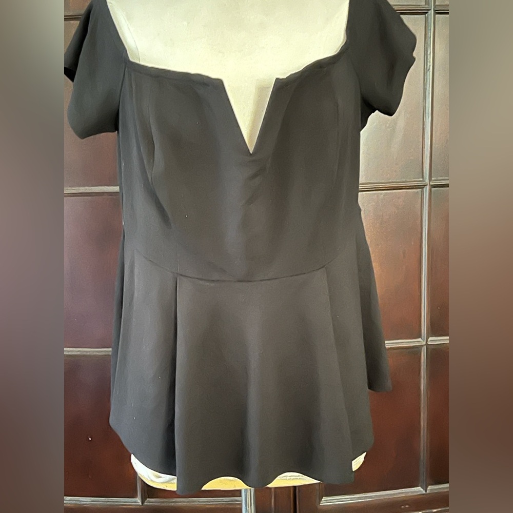 Lane Bryant Scuba Off-Shoulder V Bar Peplum Top